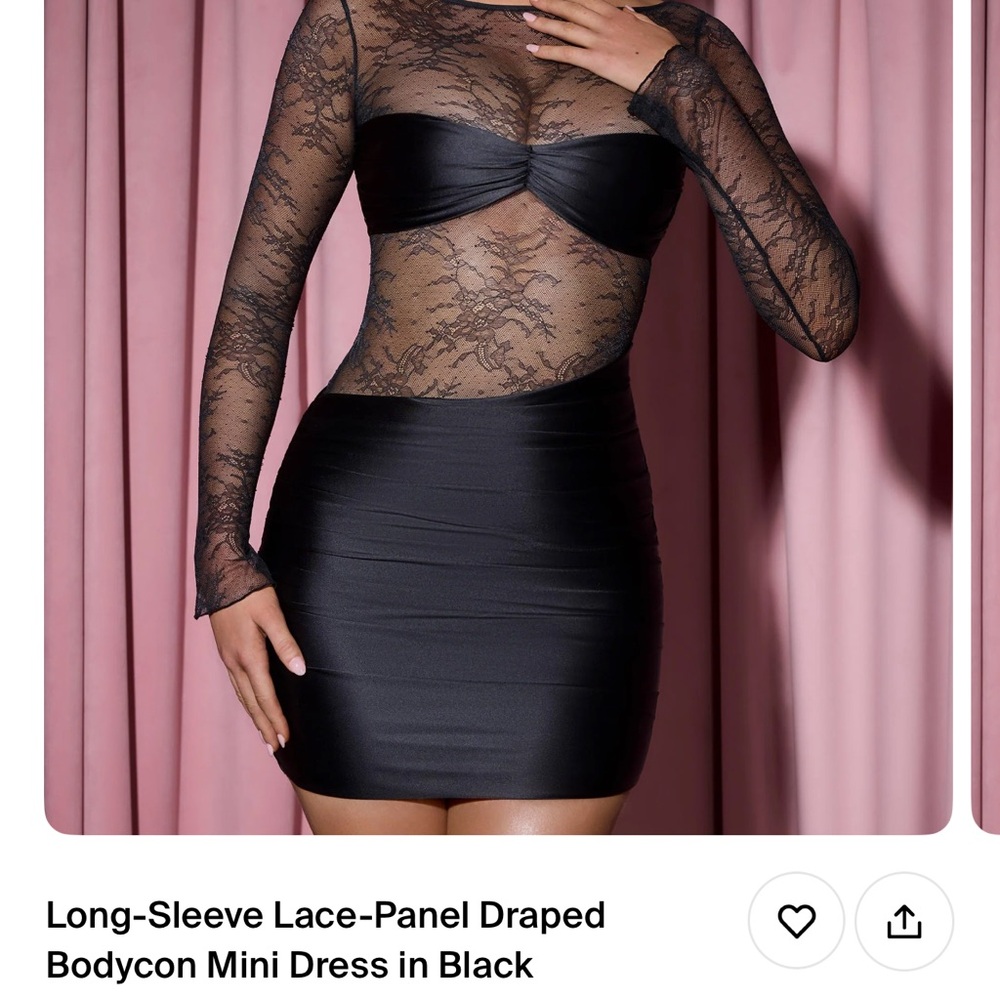 Oh Polly Black Lace-Panel Bodycon Mini Dress